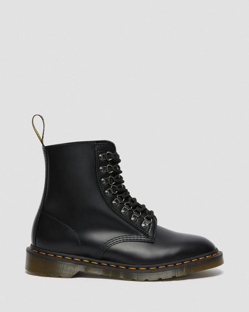 Men's Dr Martens 1460 Pascal Verso Smooth Leather Lace Up Boots Black | AU 528TCE